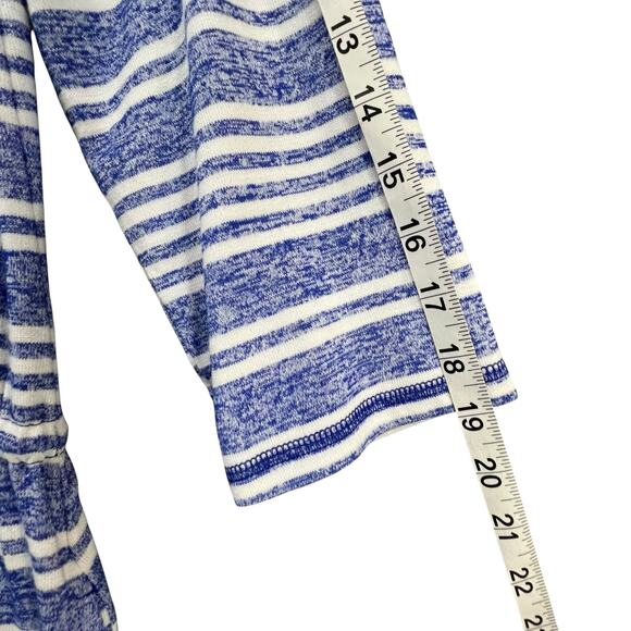T by Talbots Dress M Blue White Stripe Drawstring Roll Tab Nautical Coastal Soft - Picture 11 of 13
